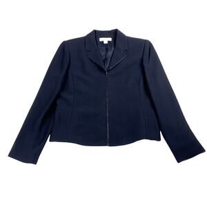 Casual Corner Vintage 90s Black Beaded Cropped Blazer Size 12 Eveningwear